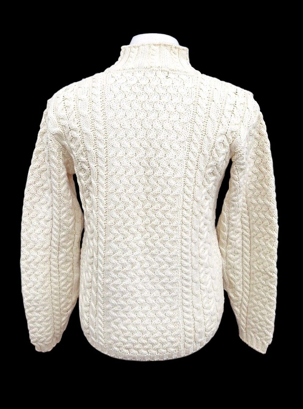 Vintage CALLAN Aran Fisherman Men's M Cable Knit Sweater Merino Wool IRELAND - Picture 4 of 5